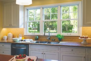 Wooden Windows installed in kitchen 